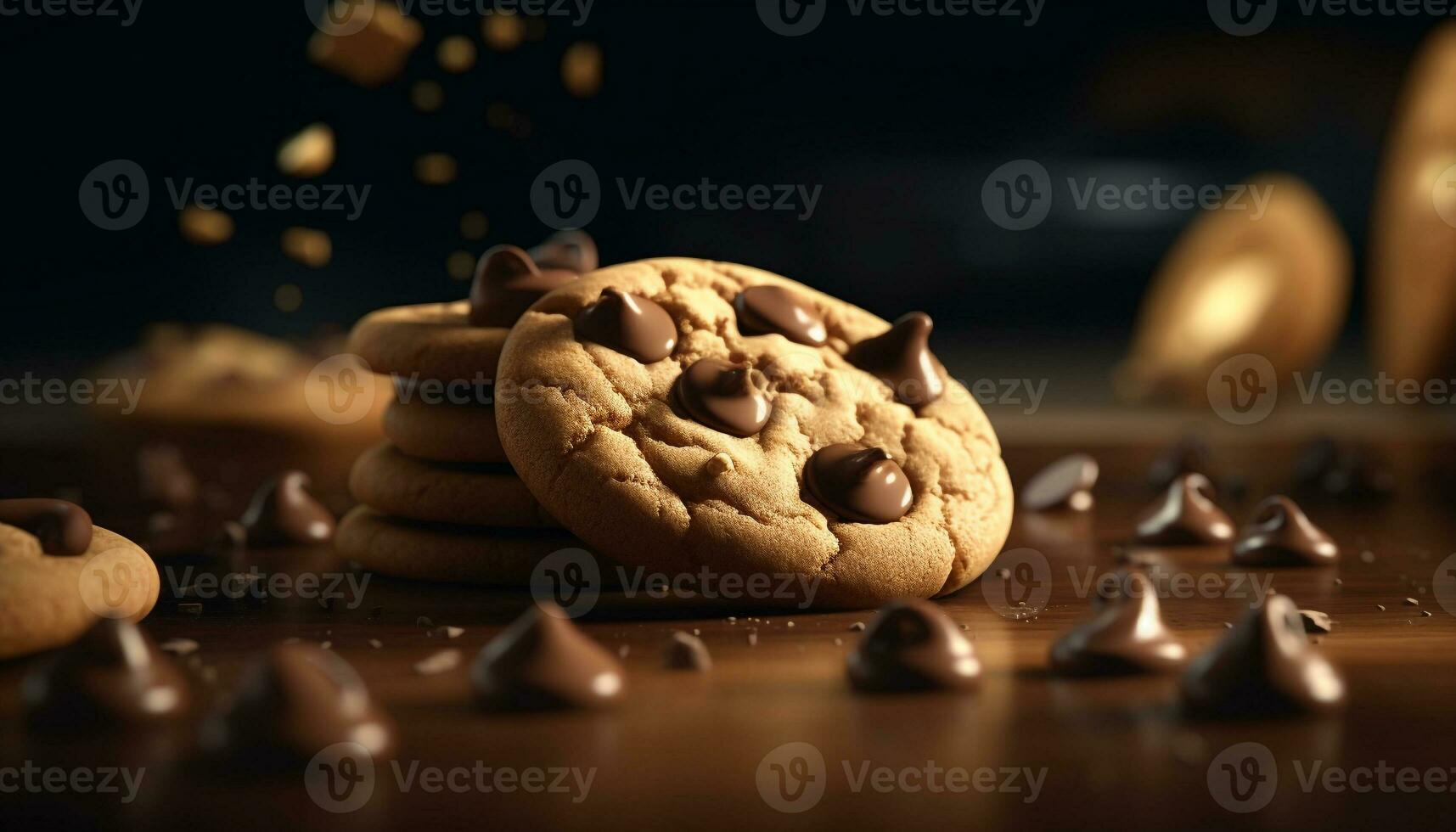 Homemade chocolate chip cookies, a sweet indulgence generated by AI photo