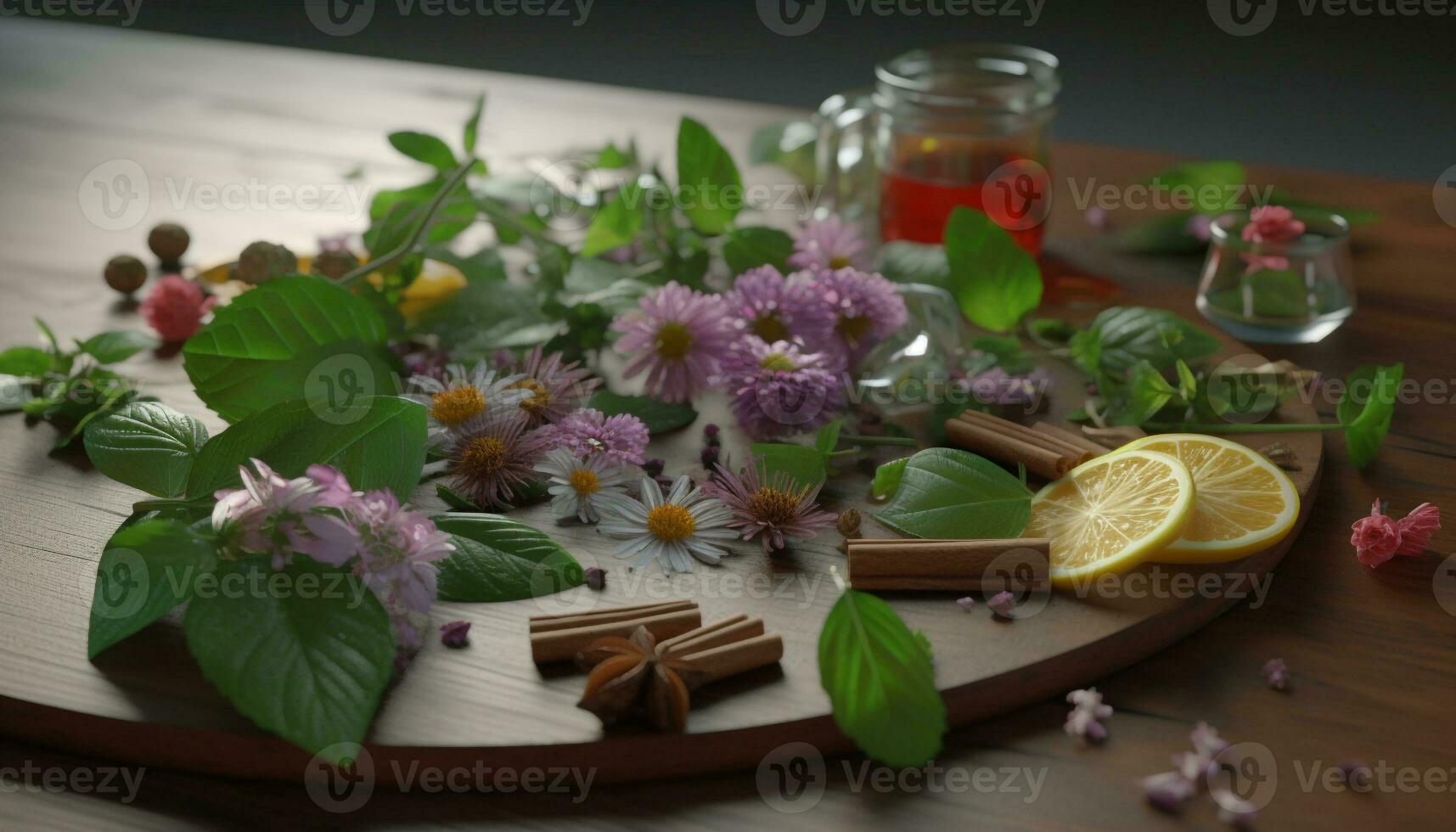 Fresh organic lemon herb tea for healthy living generated by AI photo