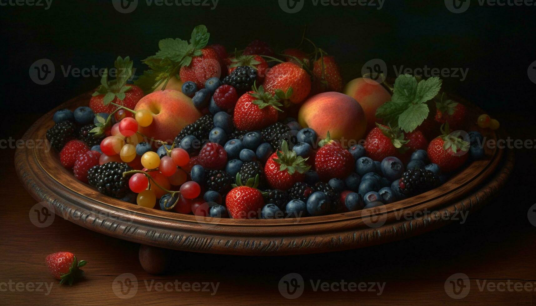 Juicy berry bowl, ripe for healthy eating generated by AI photo
