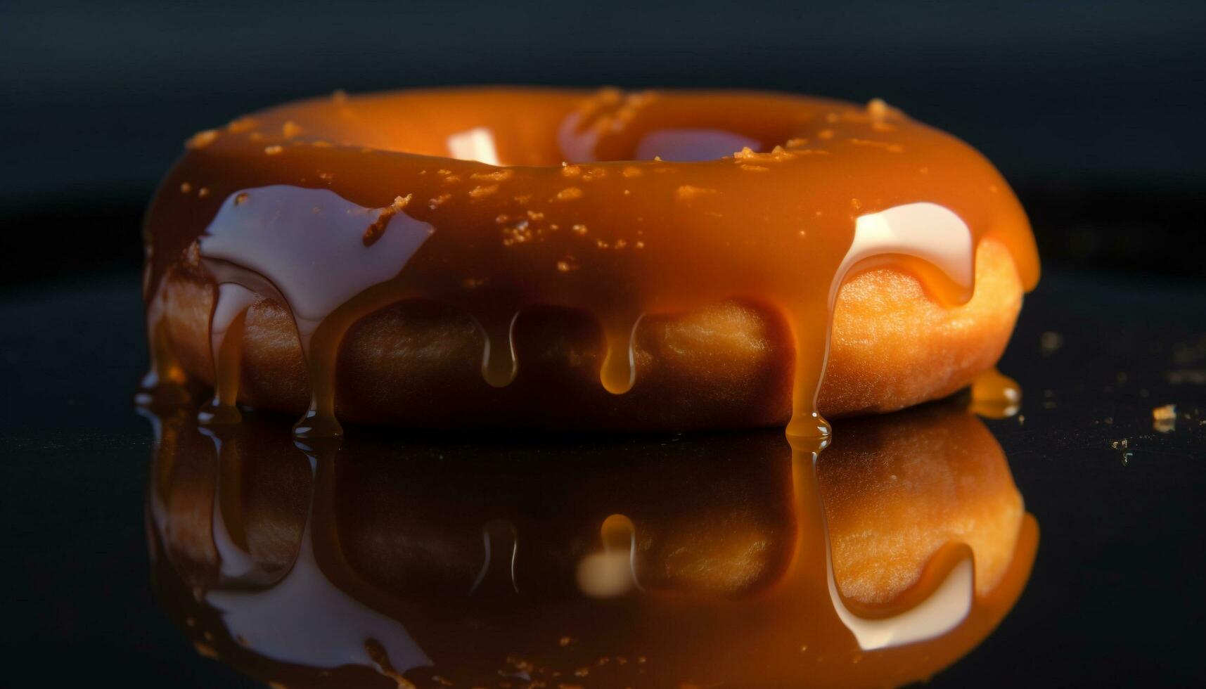 indulgente horneado rosquilla con chocolate Formación de hielo tentación generado por ai foto