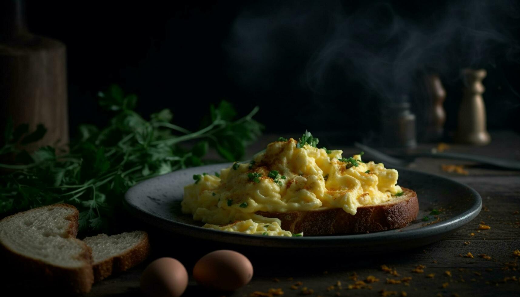 Freshly cooked gourmet meal on rustic wooden table generated by AI photo