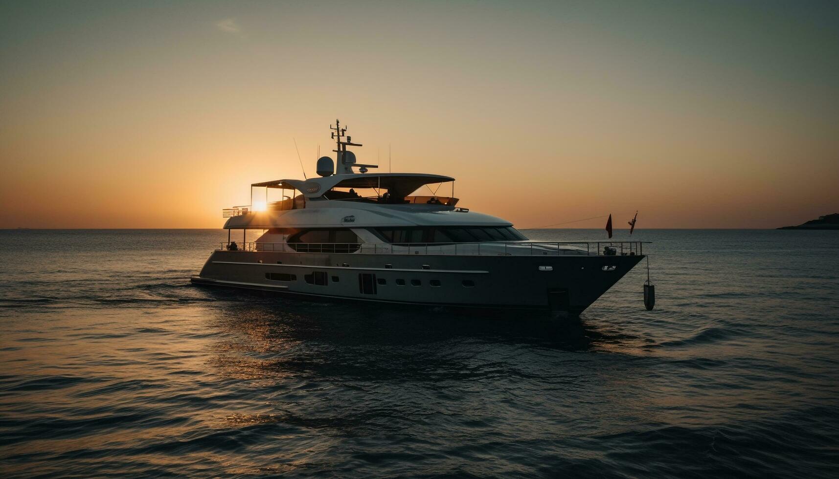 Luxury yacht sails into the sunset, relaxation awaits generated by AI photo