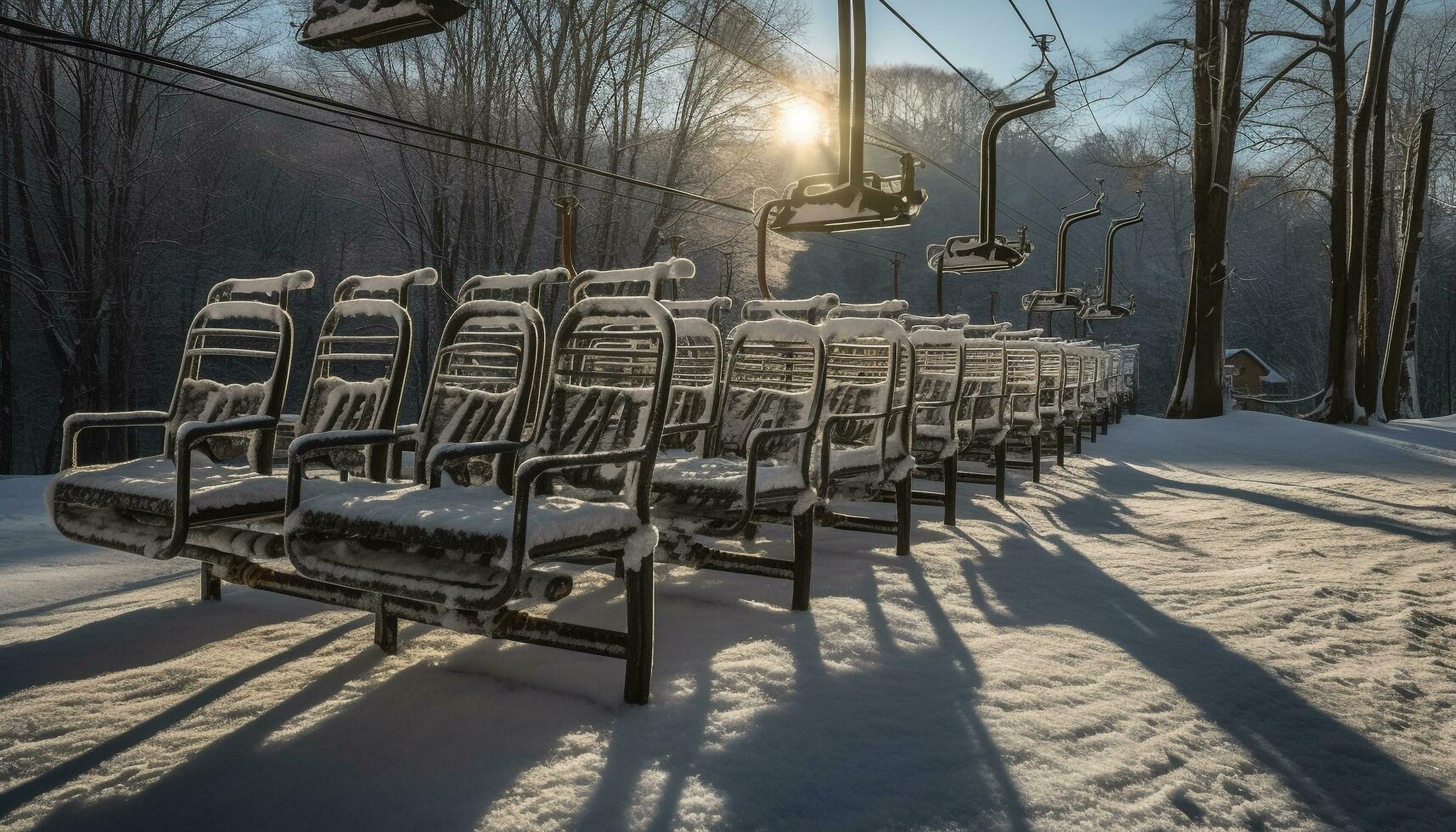 Sitting on a chair, enjoying winter tranquility generated by AI photo