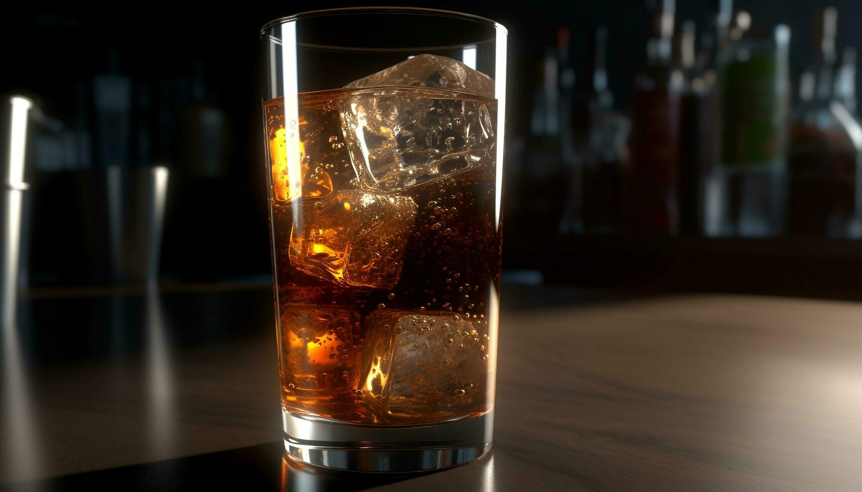 Refreshing cocktail in highball glass with ice generated by AI photo