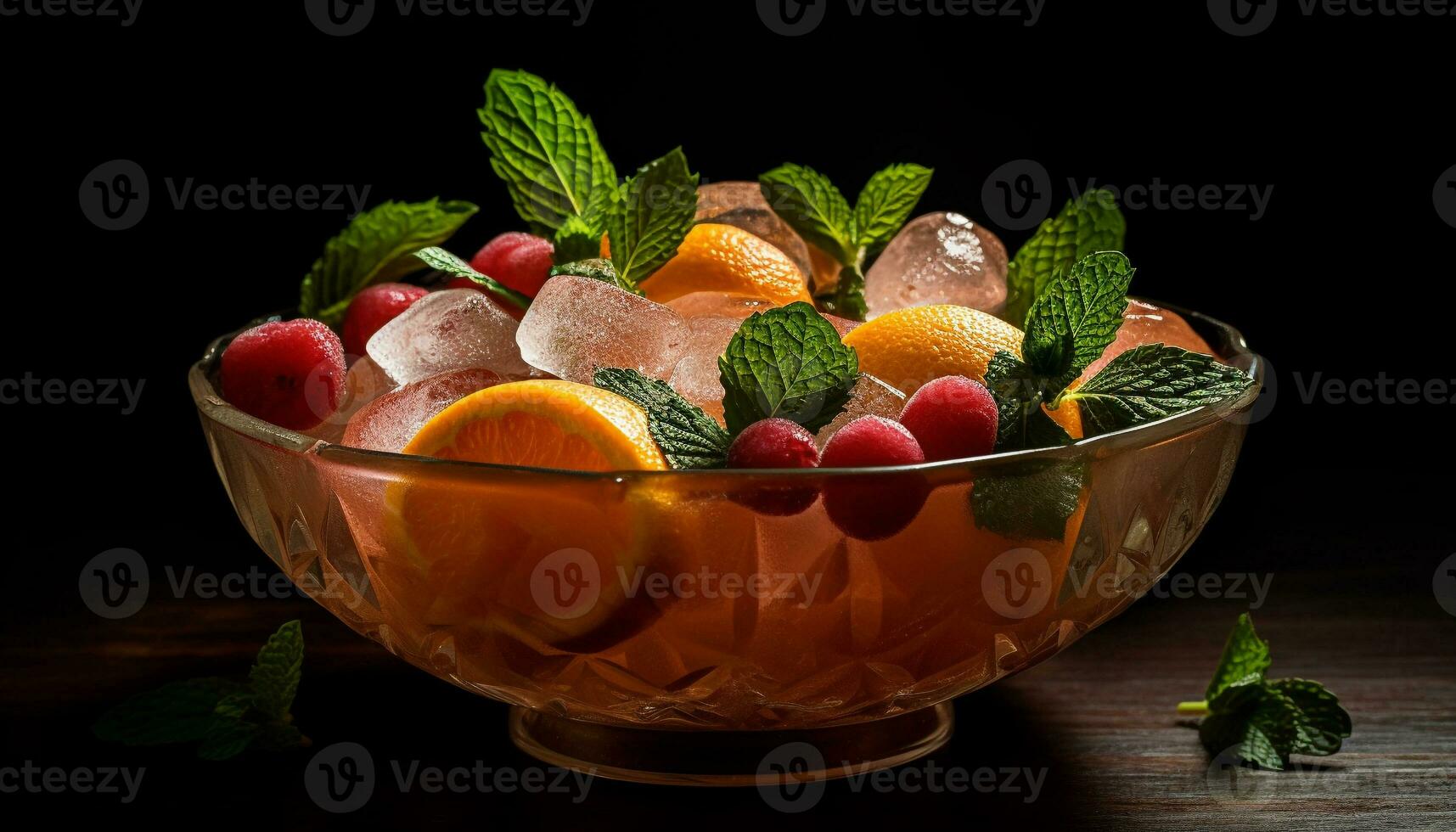 Refreshing summer bowl of gourmet berry salad generated by AI photo