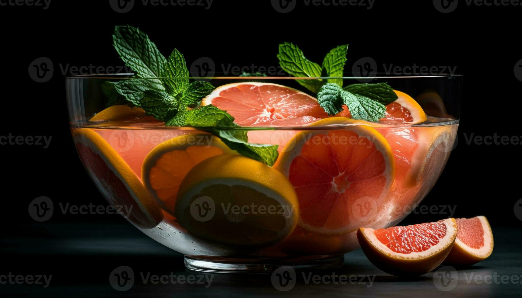 Organic mojito cocktail with fresh citrus slice generated by AI photo