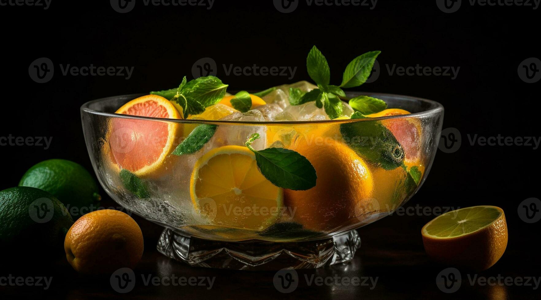 Organic citrus mojito, a refreshing summer cocktail generated by AI photo