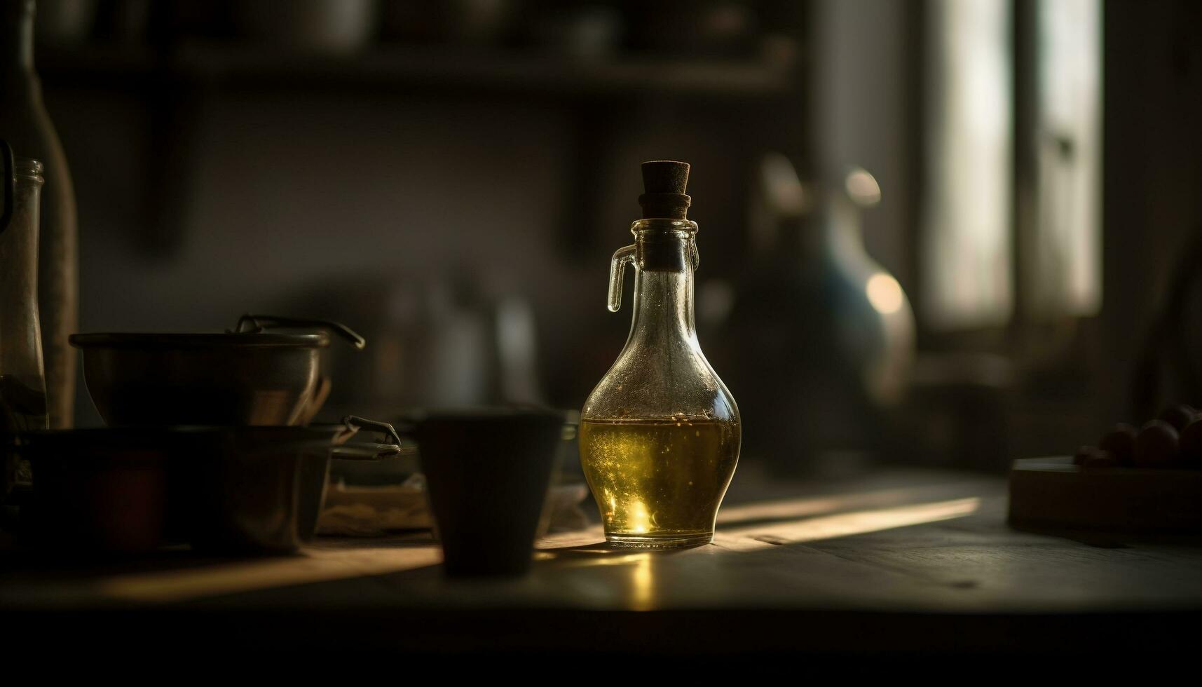 rústico bar vierte Fresco whisky dentro vaso generado por ai foto