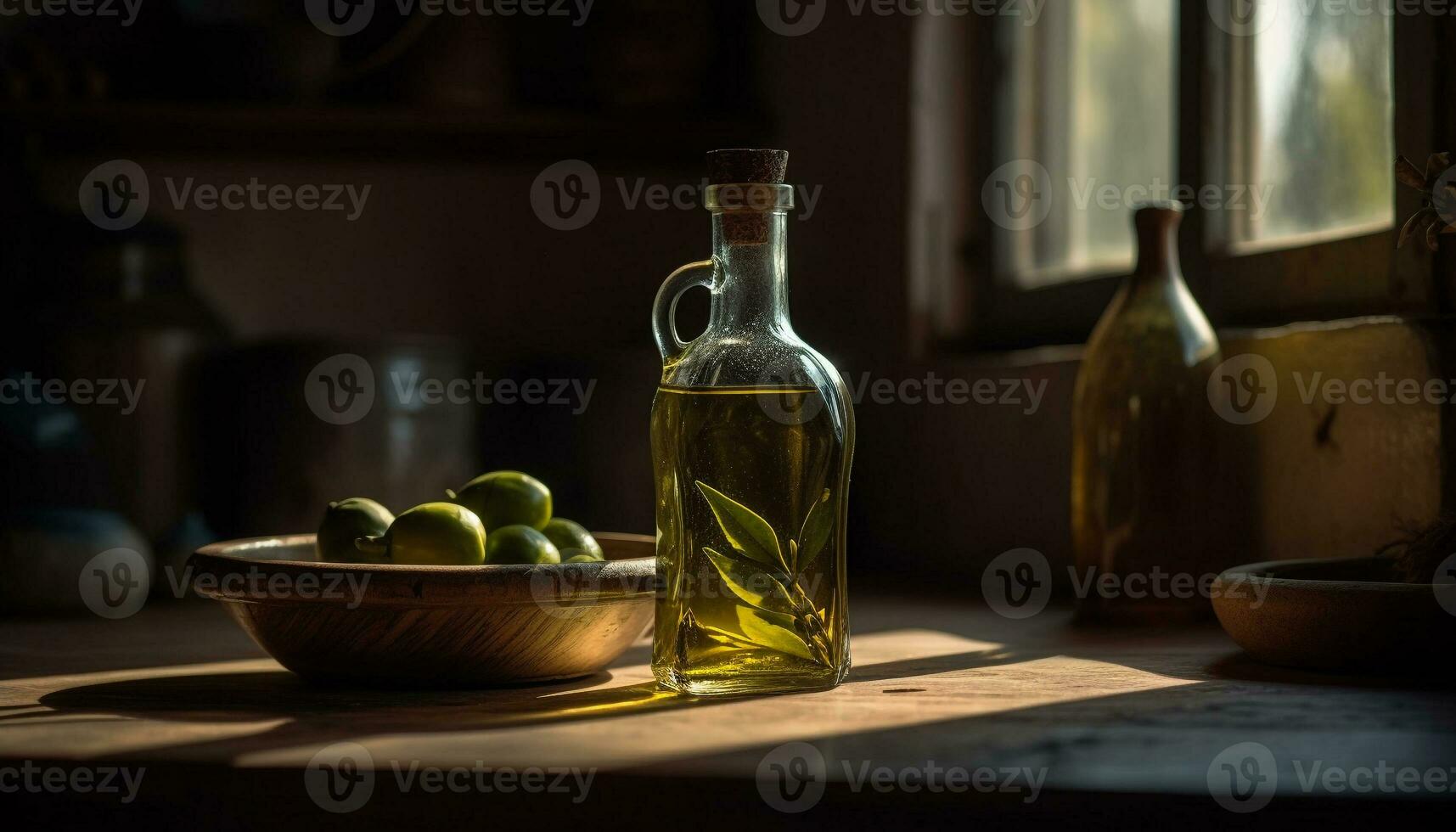 Freshly picked olives create organic cooking ingredient generated by AI photo
