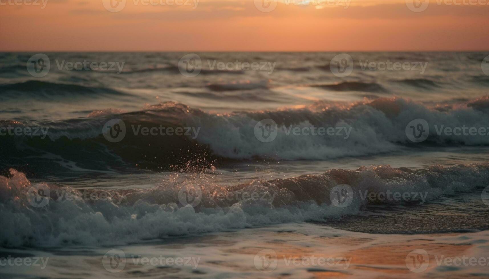 Sunrise over tranquil seascape, nature beauty reflected generated by AI photo
