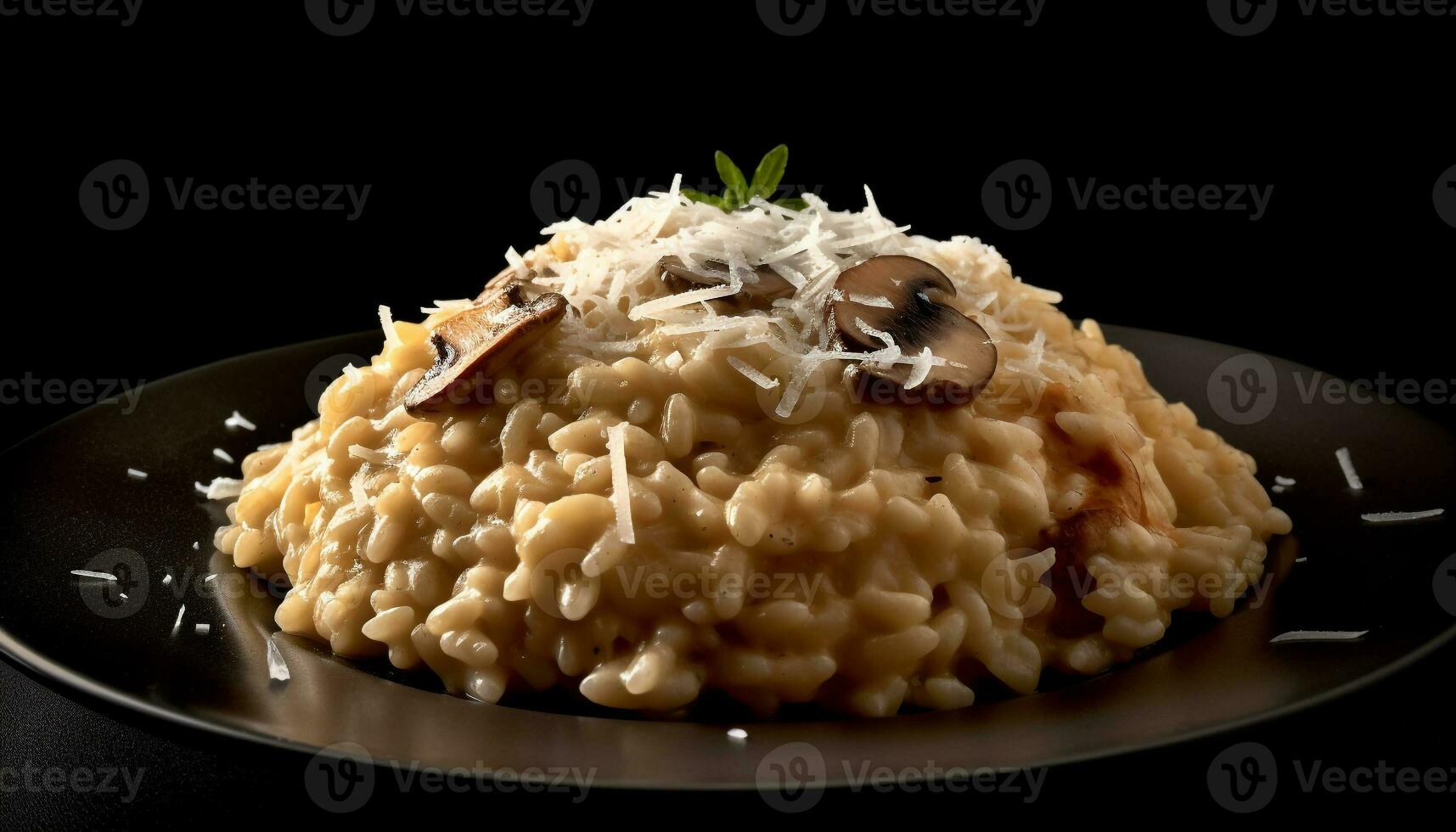 Freshly cooked risotto with saffron and parmesan generated by AI photo