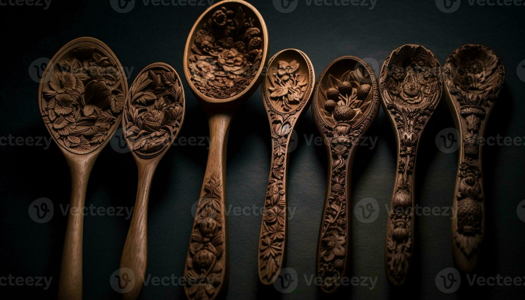 Rustic wooden spoon adds elegance to table generated by AI photo