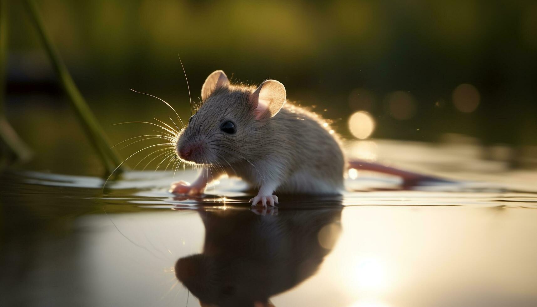 Small furry rodent with cute whiskers sitting shyly generated by AI photo