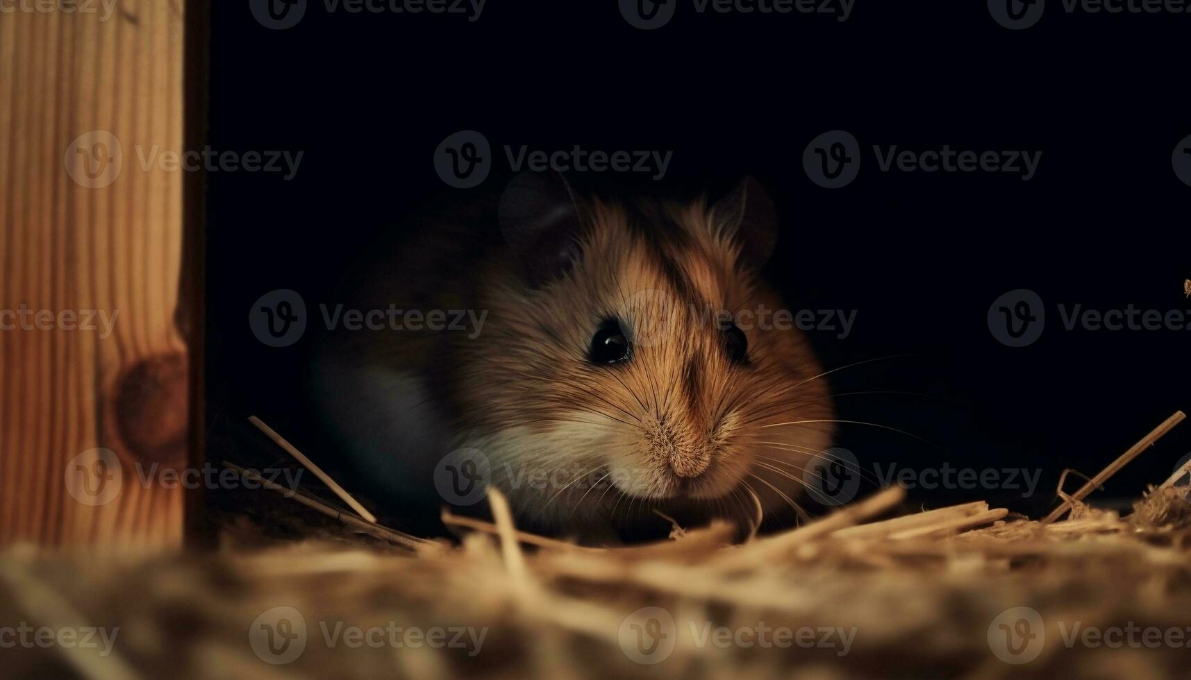 Fluffy guinea pig sitting in grass outdoors generated by AI photo