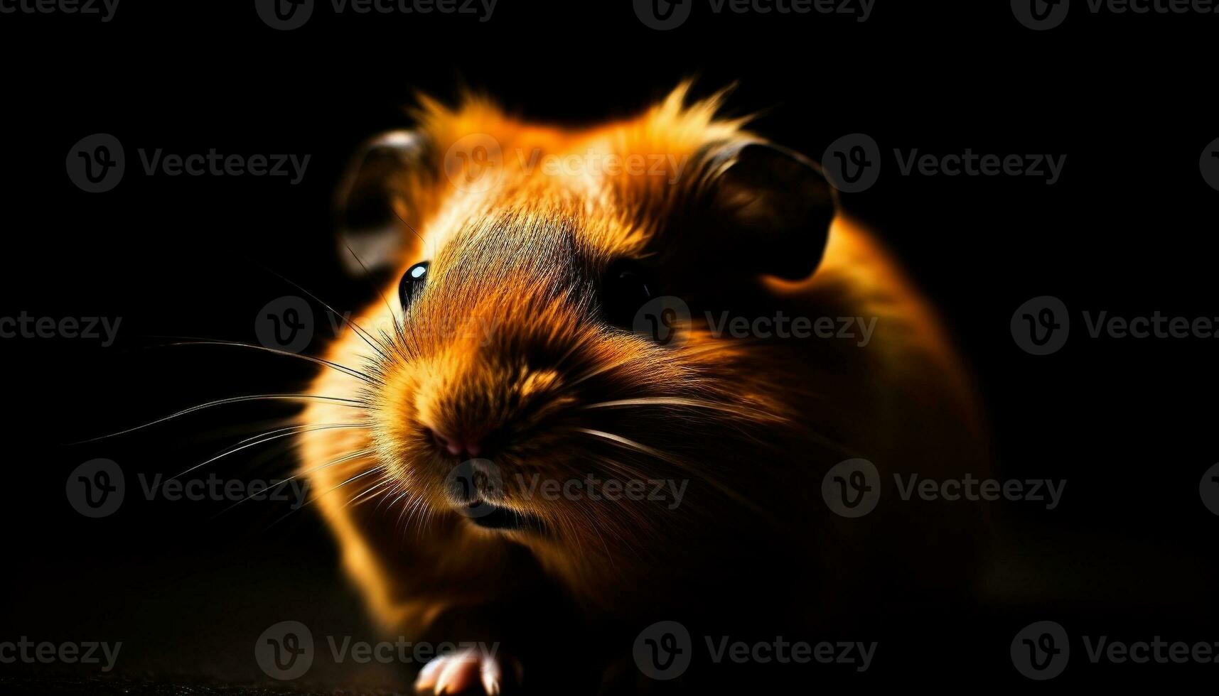 Fluffy guinea pig portrait, cute and small generated by AI photo