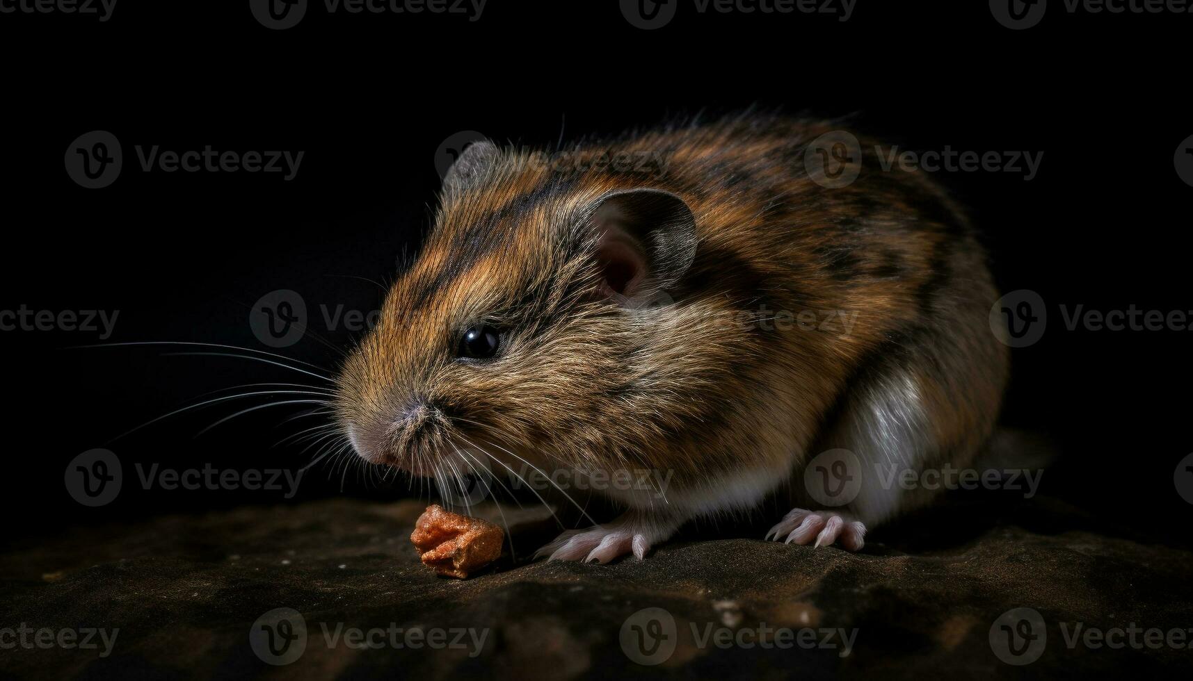 Fluffy rodent with whiskers and fur eating generated by AI photo