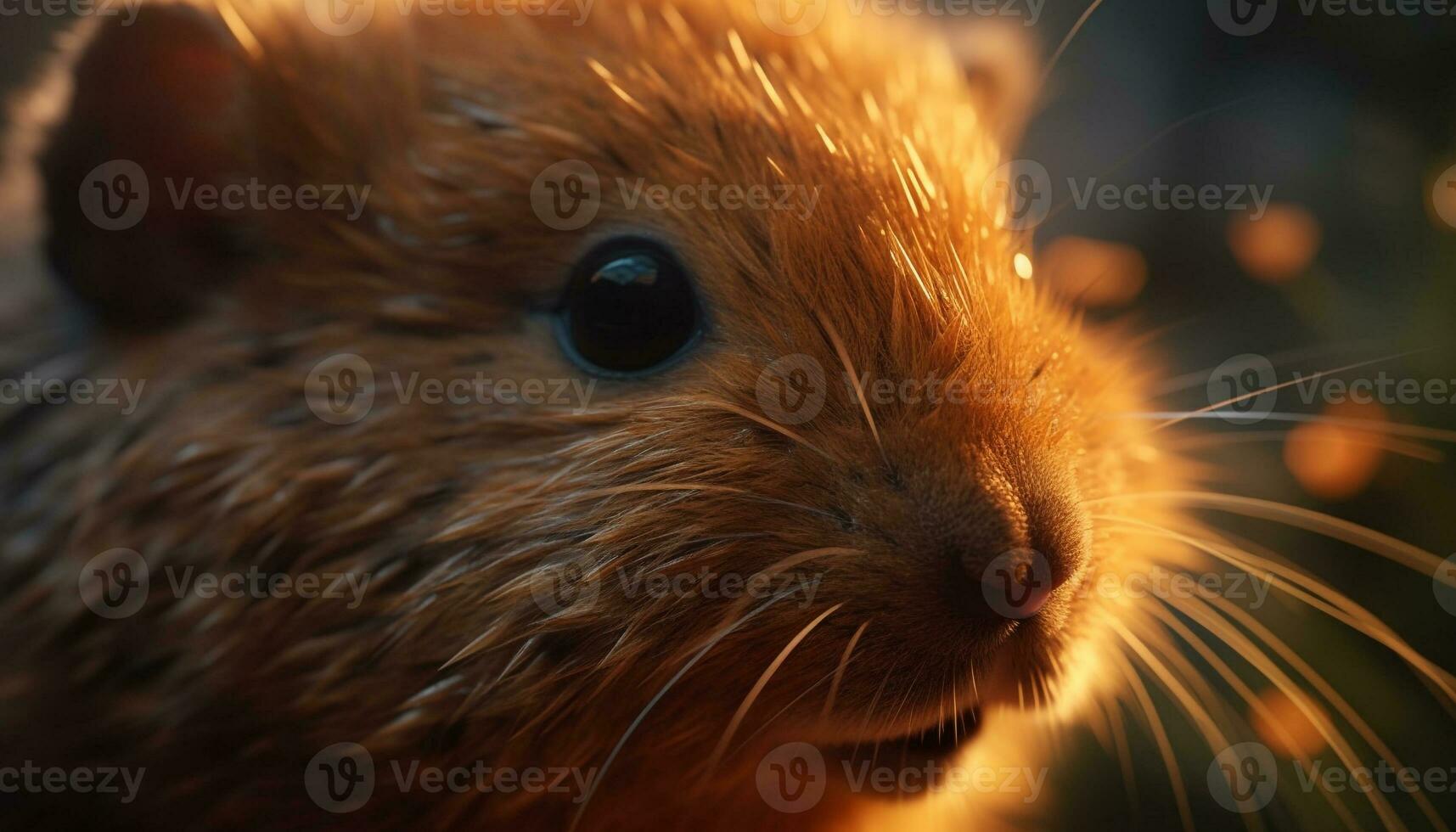 Fluffy baby rabbit sitting in grass field generated by AI photo