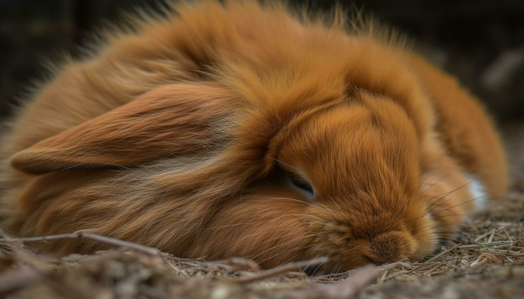Fluffy young rabbit sitting in the grass generated by AI photo