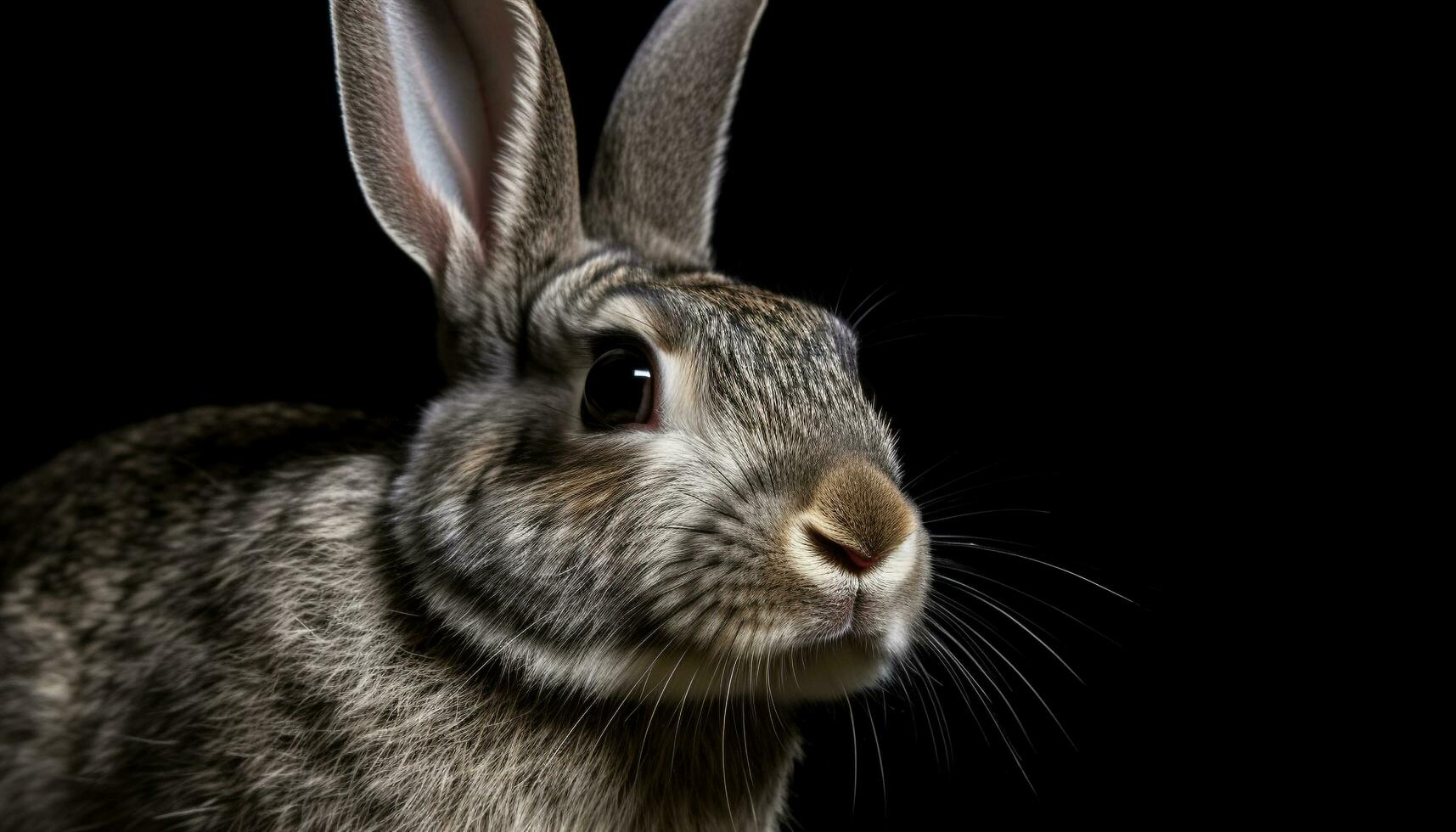 Fluffy baby rabbit sitting in nature portrait generated by AI photo