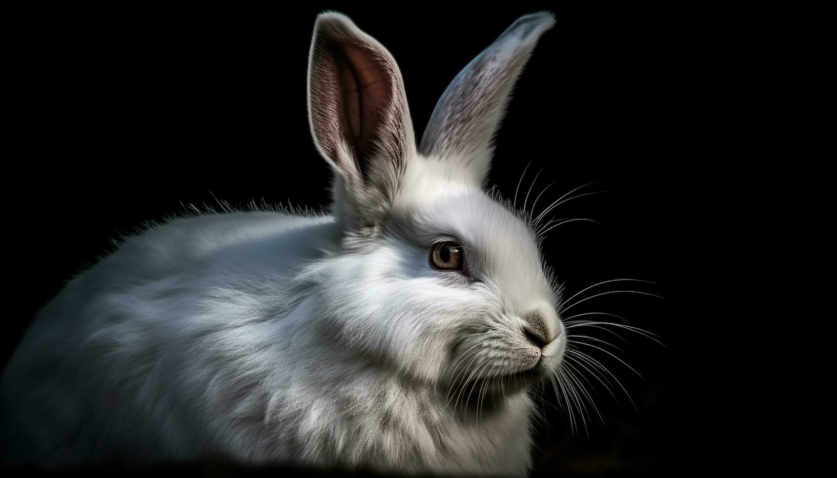 Fluffy baby rabbit sitting in nature softness generated by AI photo