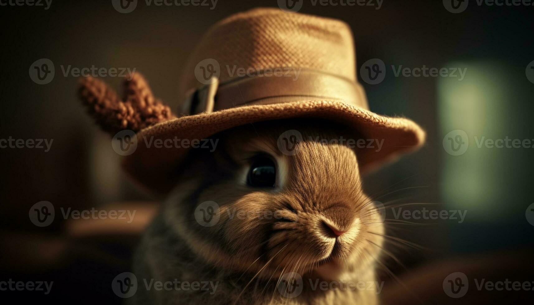 Fluffy baby rabbit looking at camera cutely generated by AI photo