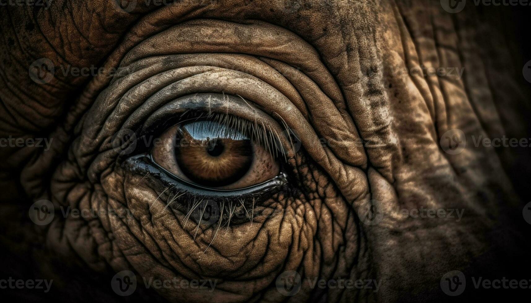 Endangered African elephant portrait, looking at camera generated by AI photo