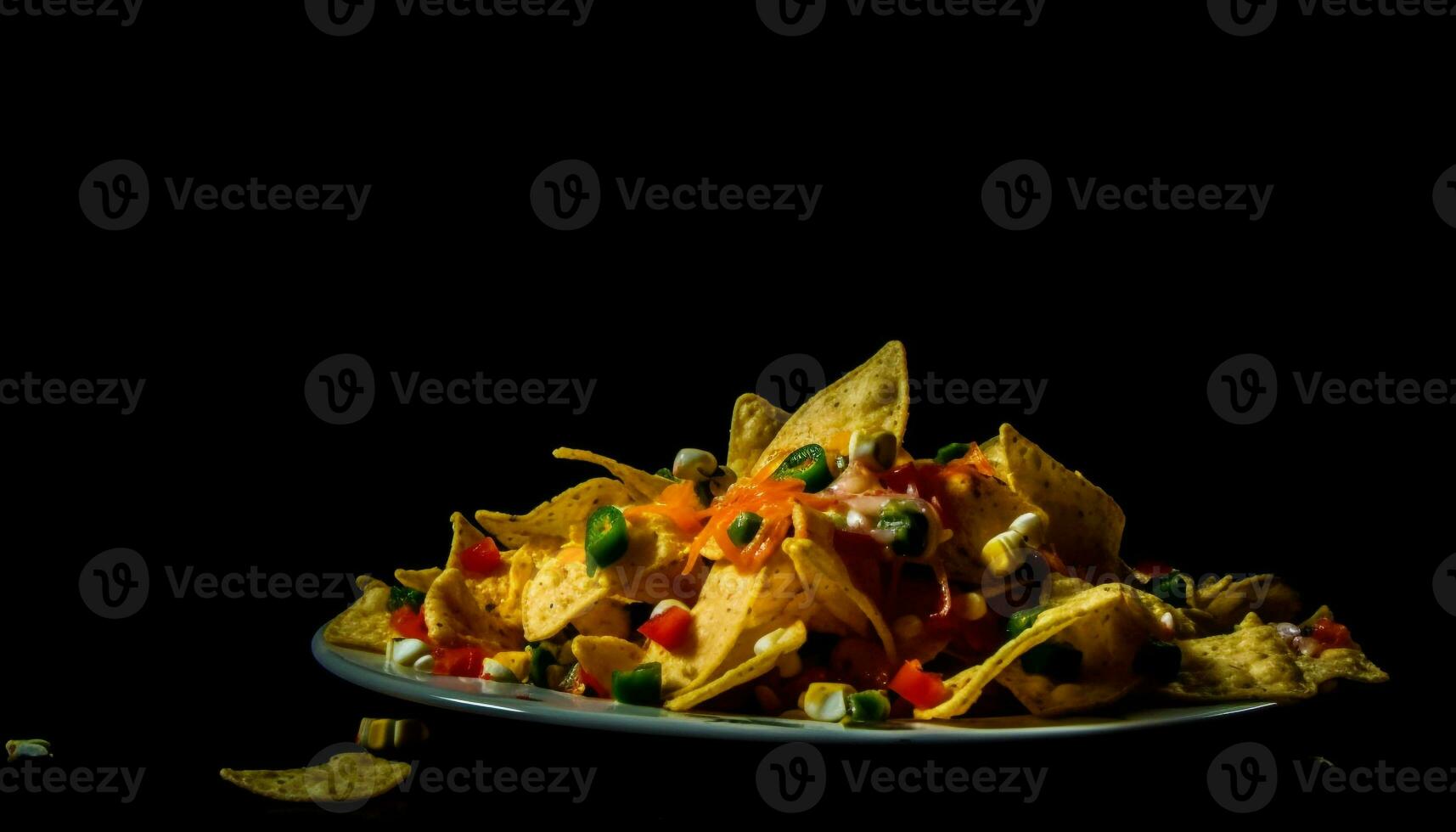 Spicy guacamole taco on crunchy tortilla chip generated by AI photo