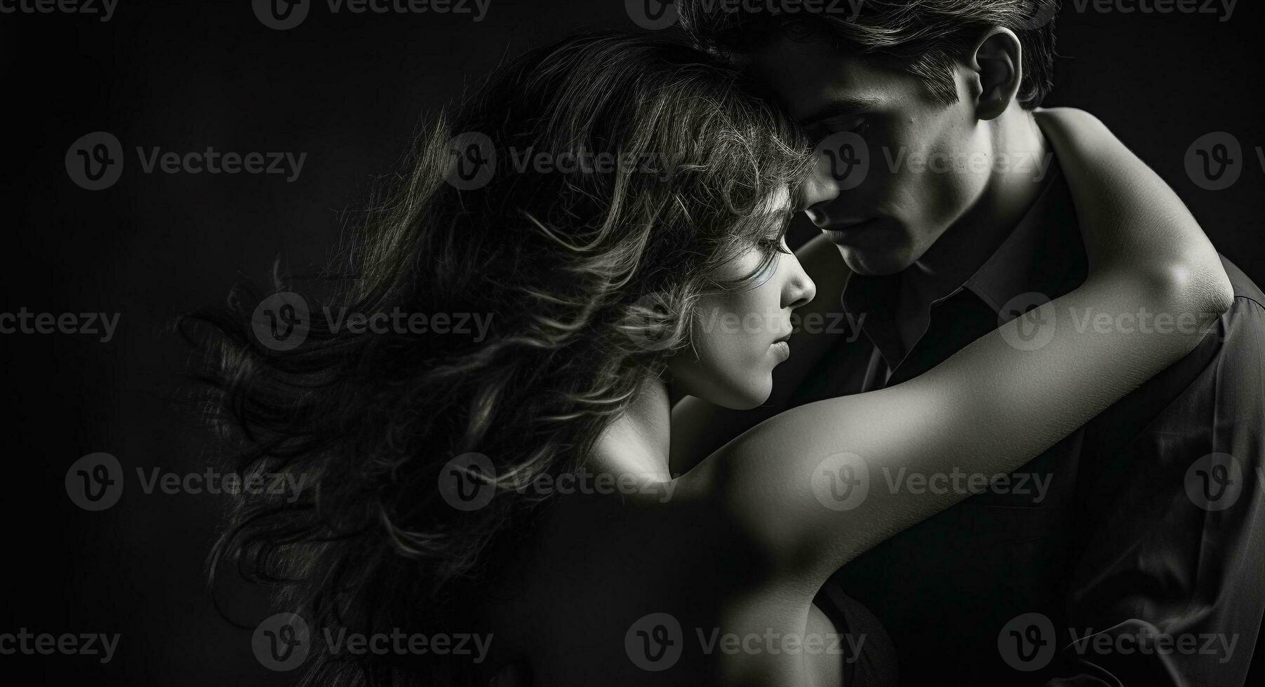 A beautiful couple in love, embracing sensuality generated by AI photo