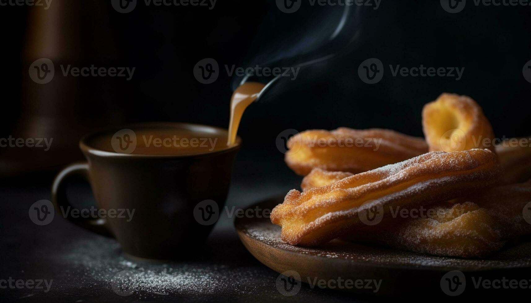 A gourmet dessert on a rustic plate generated by AI photo