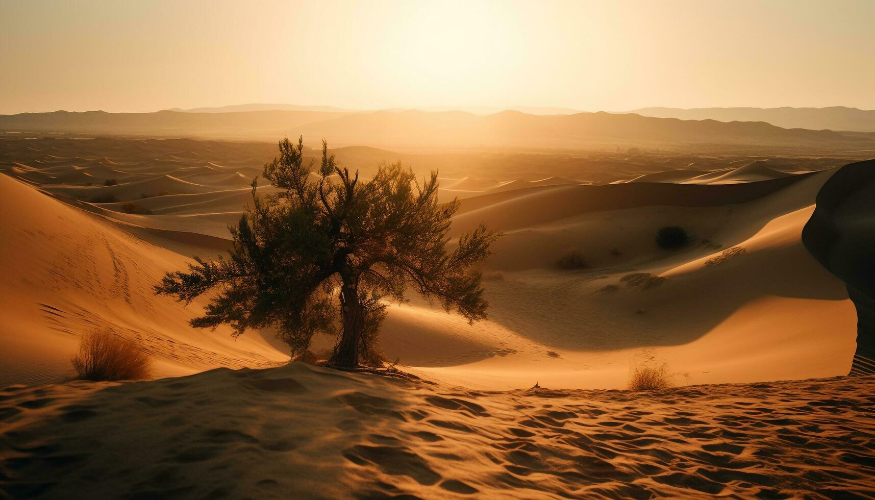 amanecer terminado ondulado arena dunas en África generado por ai foto