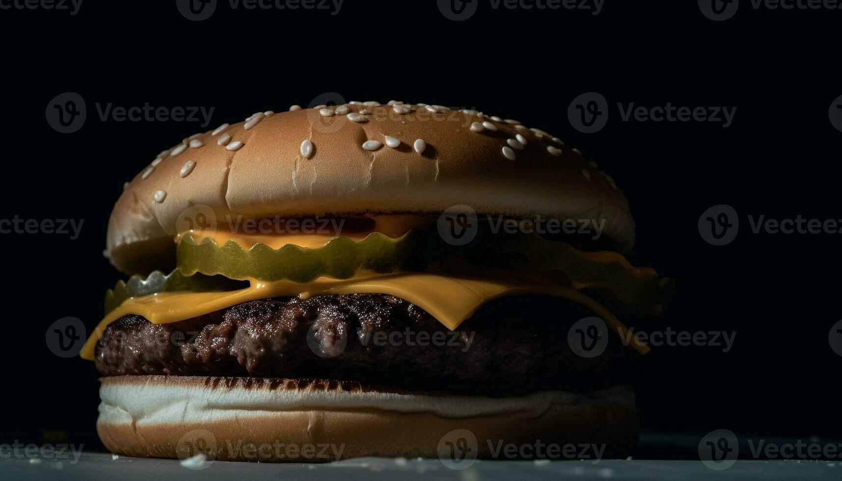 Grilled beef burger with cheddar, tomato, and fries generated by AI photo