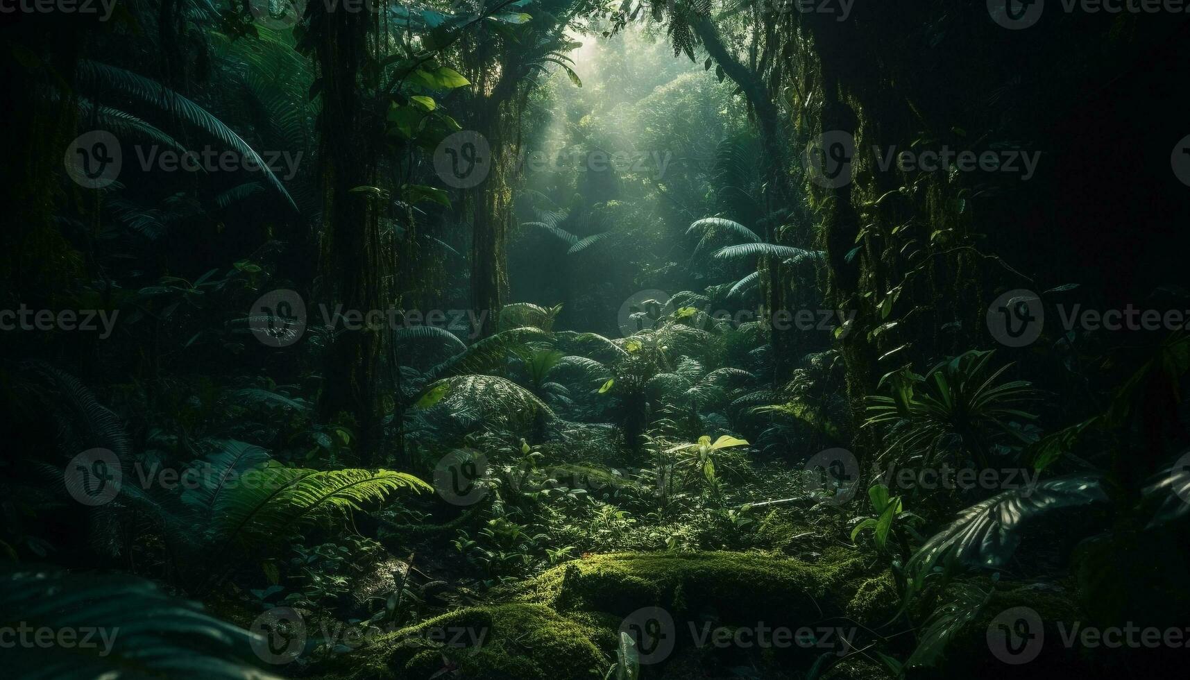 Deep underwater mystery tropical rainforest spooky beauty generated by AI photo