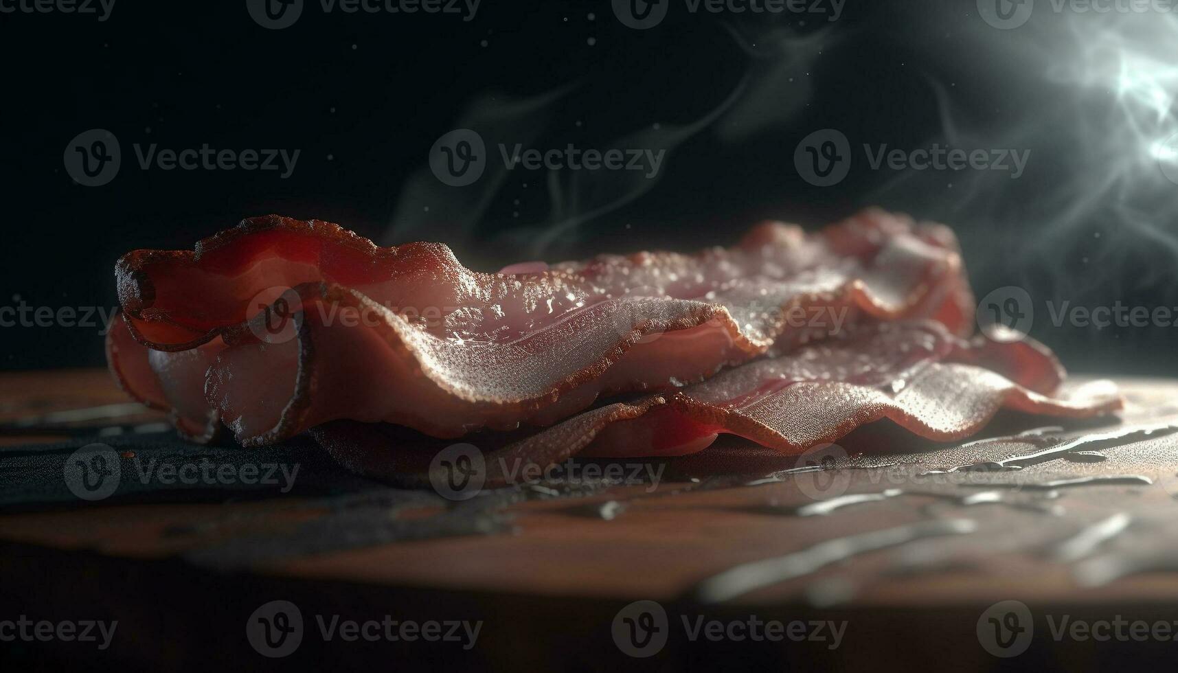 Smoked prosciutto on rustic bread, a gourmet appetizer generated by AI photo