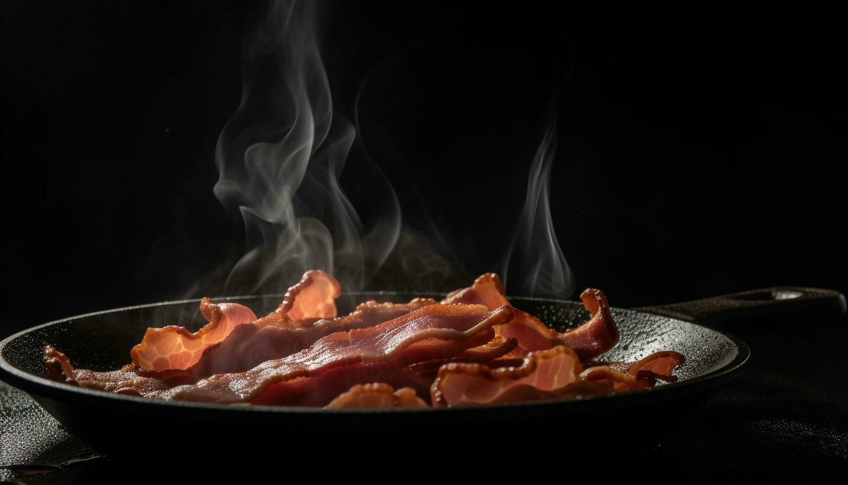 Grilled pork steak sizzling on cast iron generated by AI photo