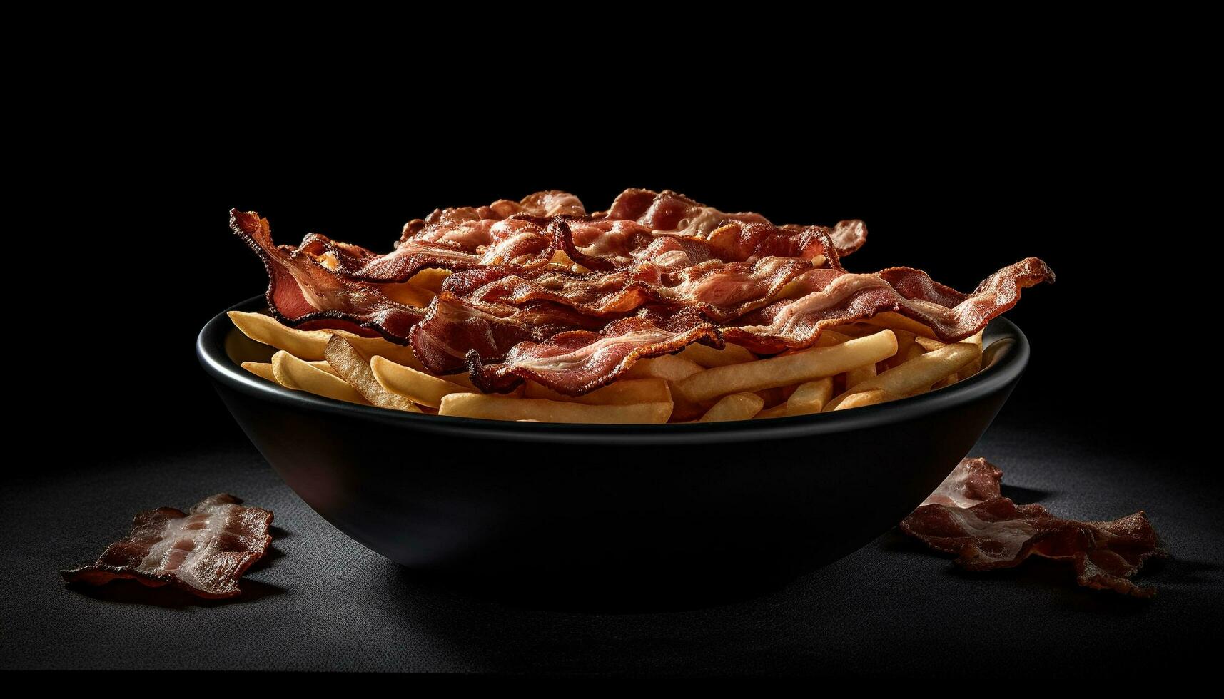 A rustic plate of prosciutto and bacon generated by AI photo