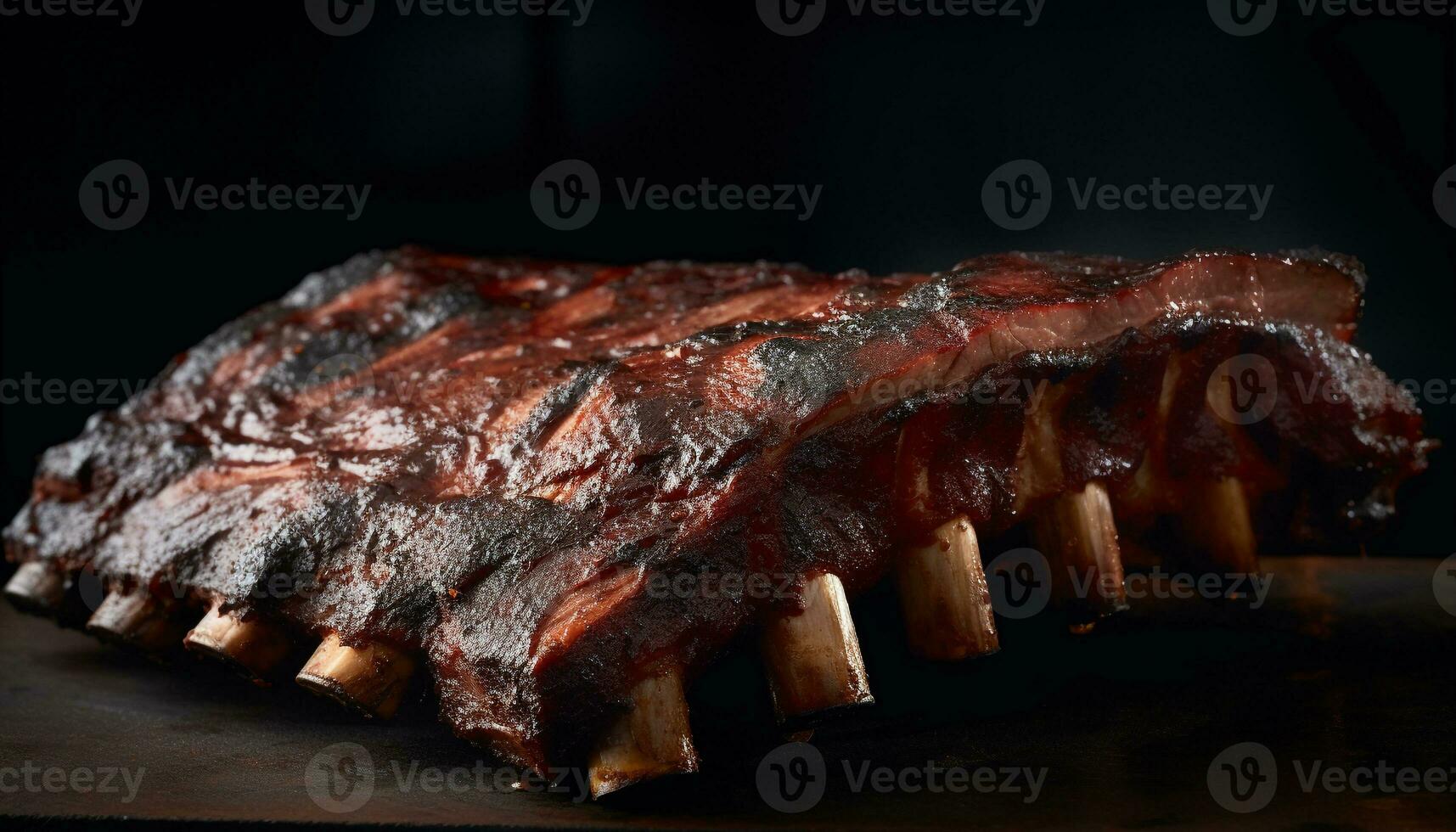 Grilled meat on rustic cutting board ready to eat generated by AI photo