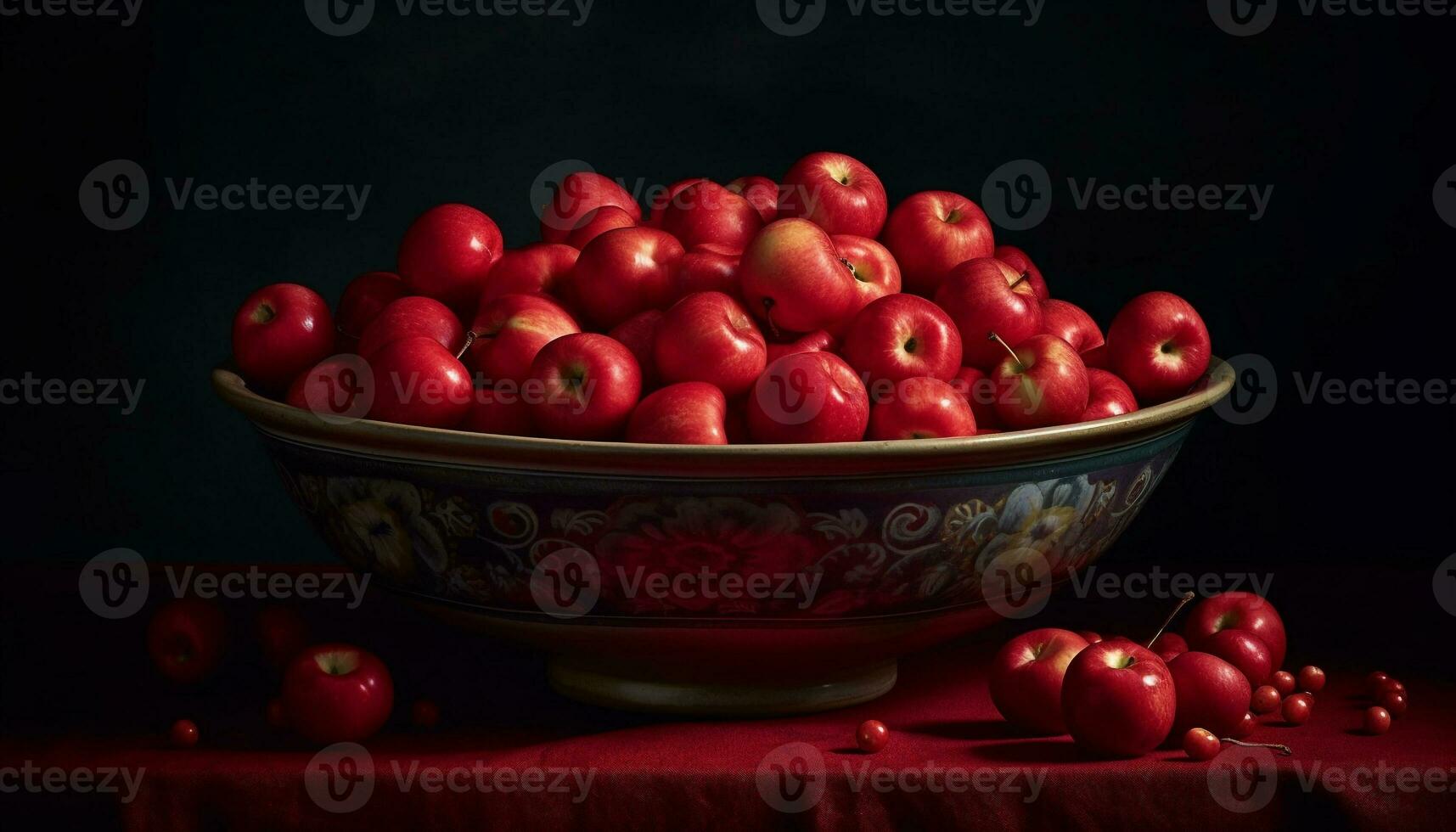 Organic fruit bowl, ripe and juicy refreshment generated by AI photo