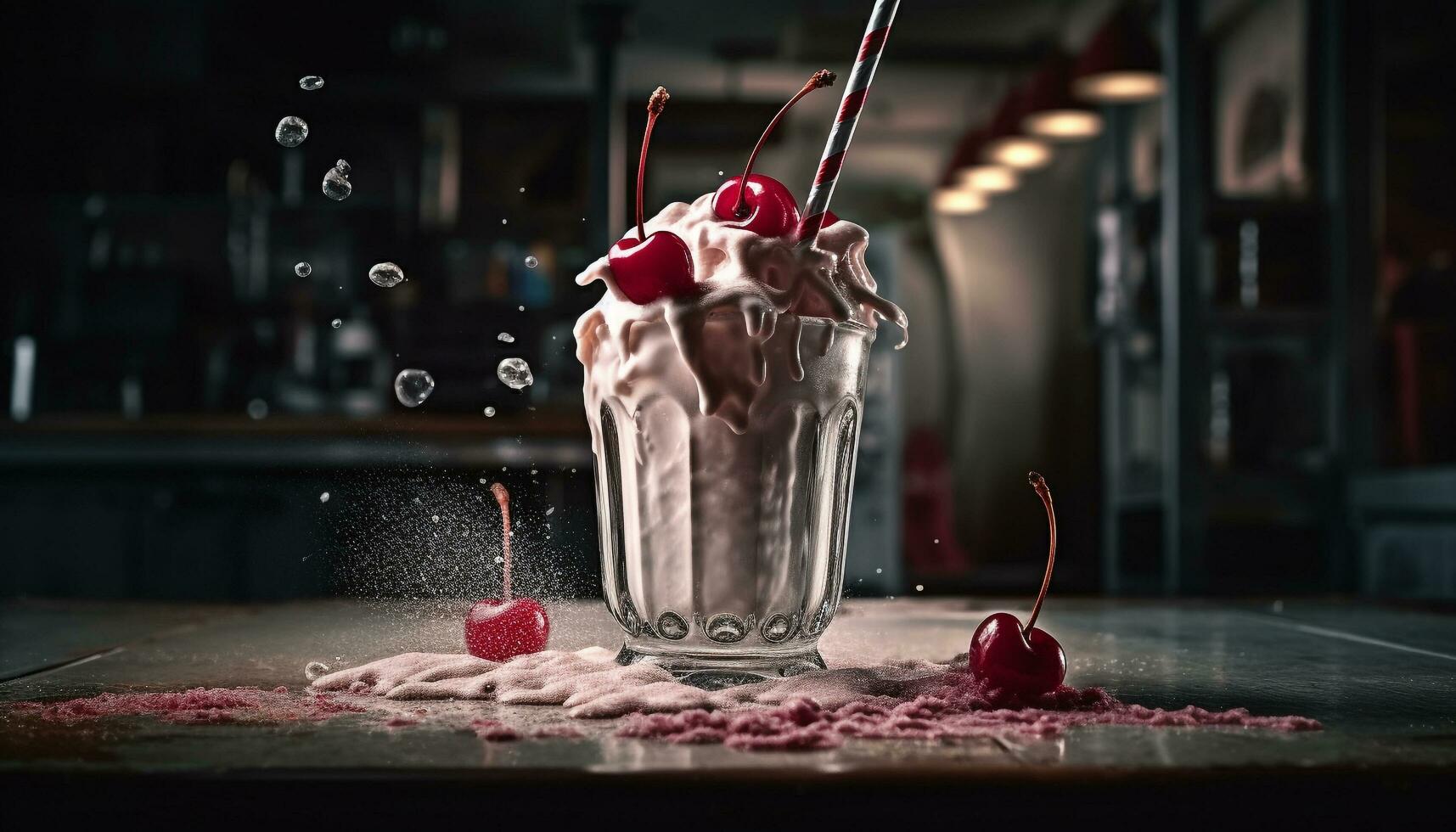Indulgent gourmet dessert dark chocolate raspberry ice cream generated by AI photo