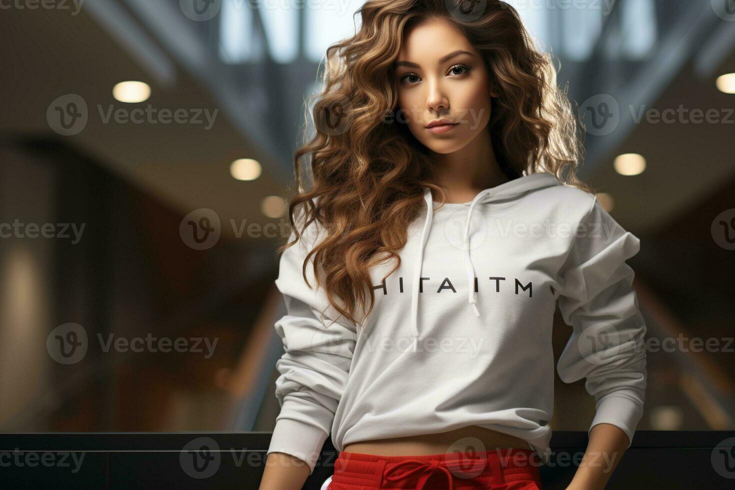 Illustration of a fashion portrait, created as a generative artwork using AI. photo