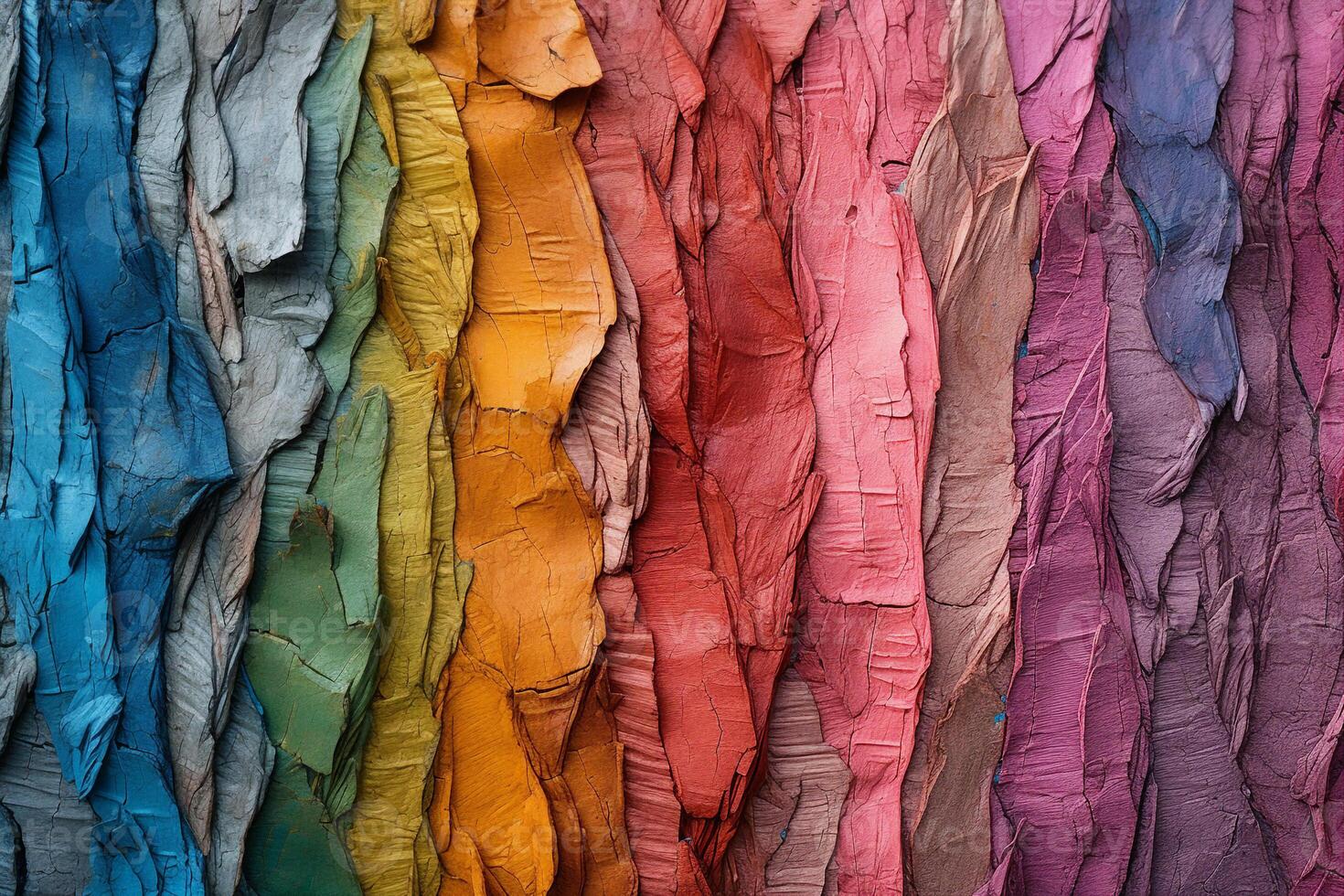 Abstract textured background made of colorful clay strokes with jagged edges. illustration. photo