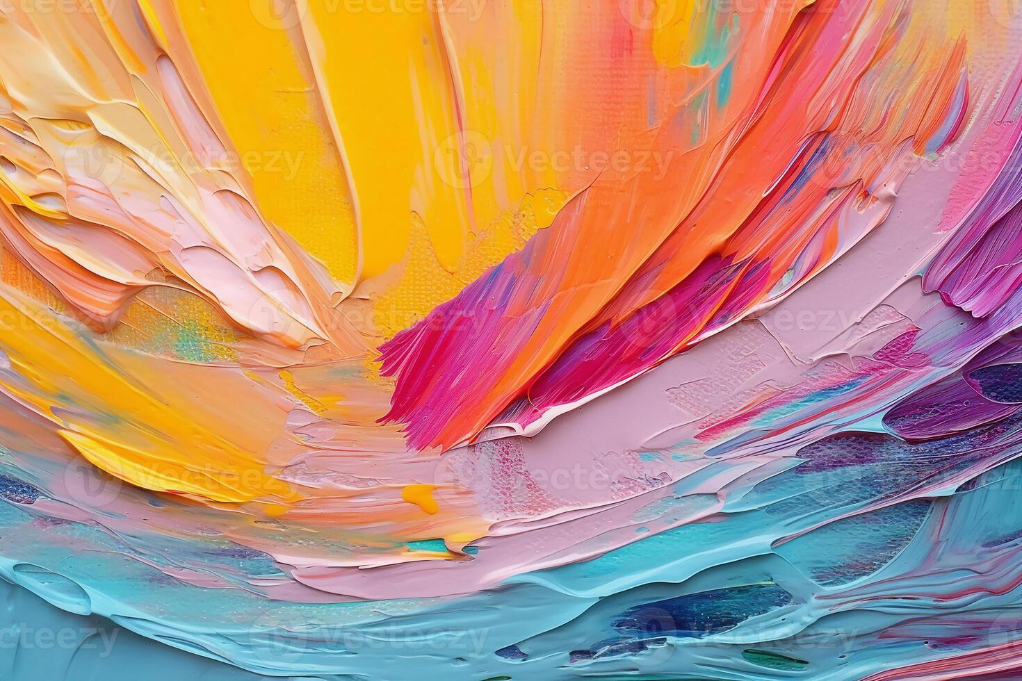 Artistic texture from bold strokes of colored acrylic paints on canvas. illustration. photo