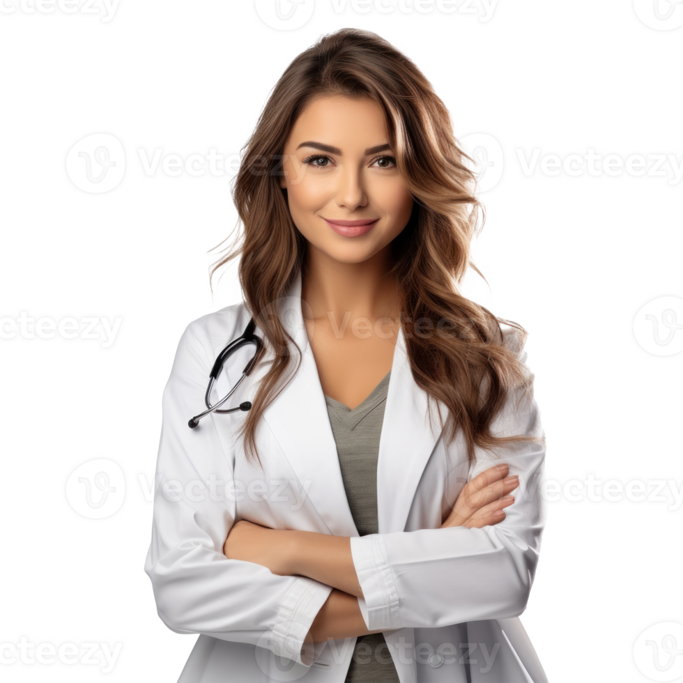 Doctor lady friendly smiling. Illustration AI Generative png
