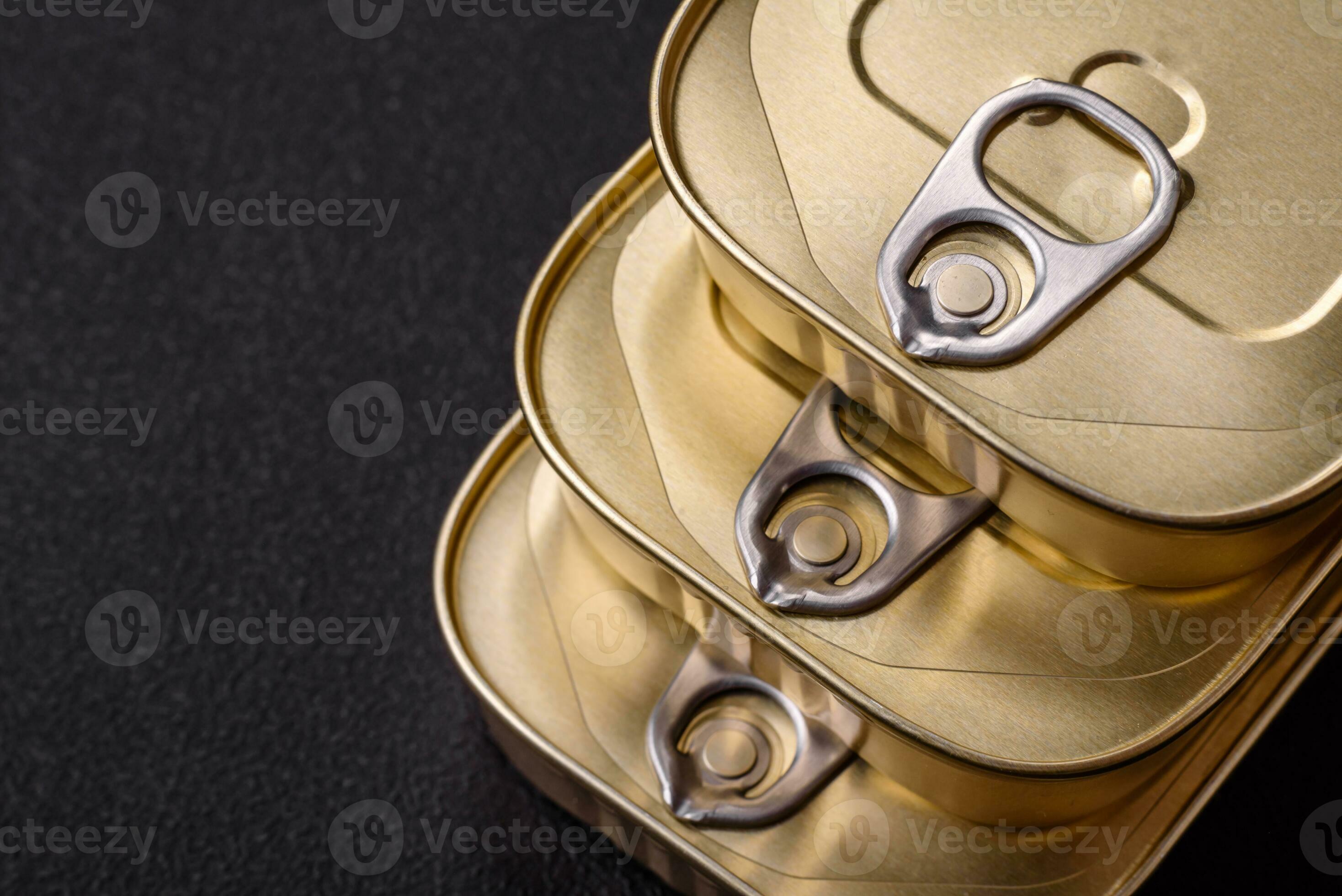 Tin or aluminum rectangular can of canned food with a key 26353585