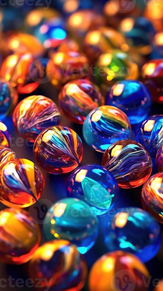 Illustration of glass marbles background, AI Generated photo