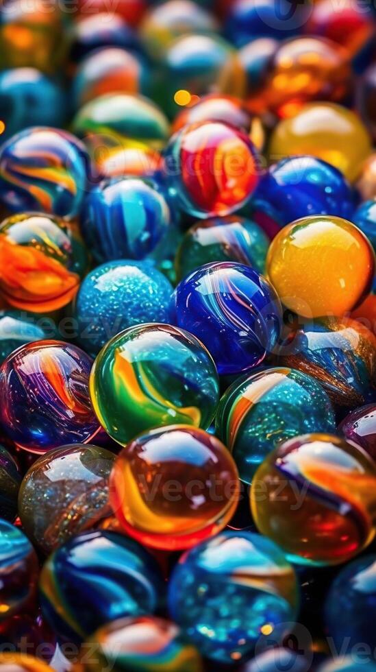 Illustration of glass marbles background, AI Generated photo