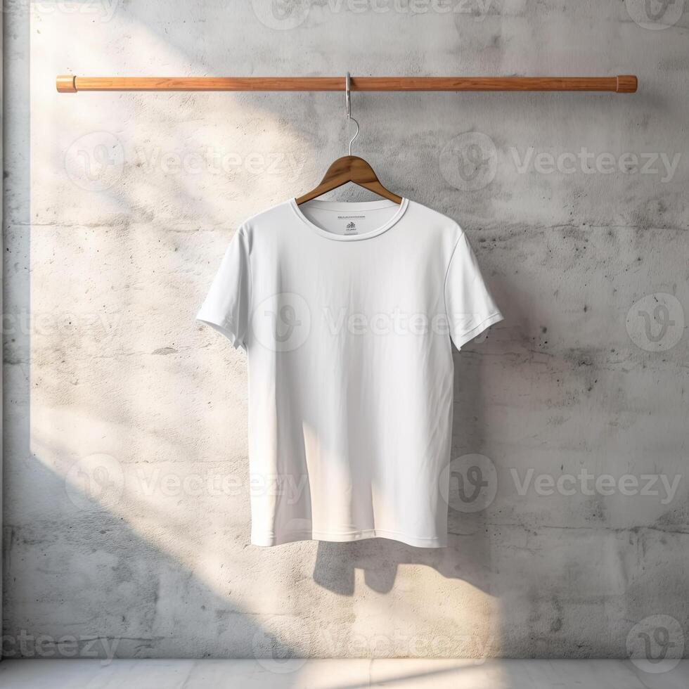 Illustration of a white plain t-shirt mockup, AI Generated photo