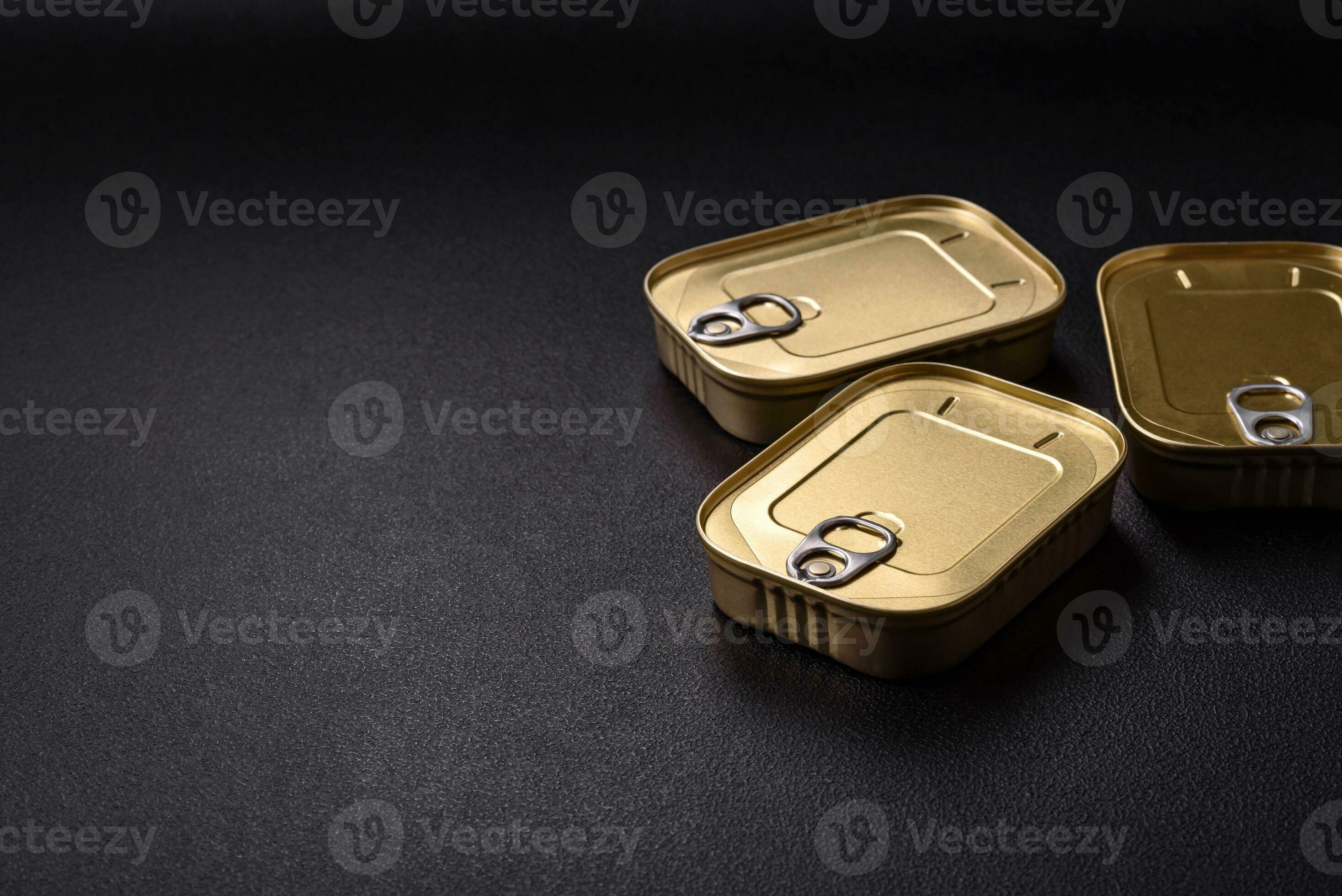 Tin or aluminum rectangular can of canned food with a key 26354469