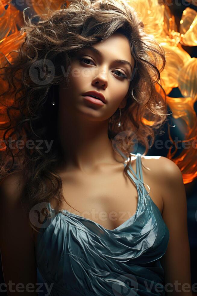 Illustration of a fashion portrait, photo