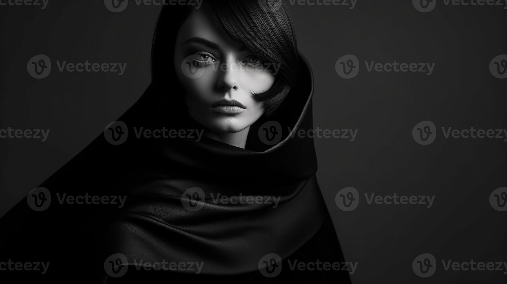 An illustration of a fashion portrait of a woman combined with abstract art., AI Generated photo