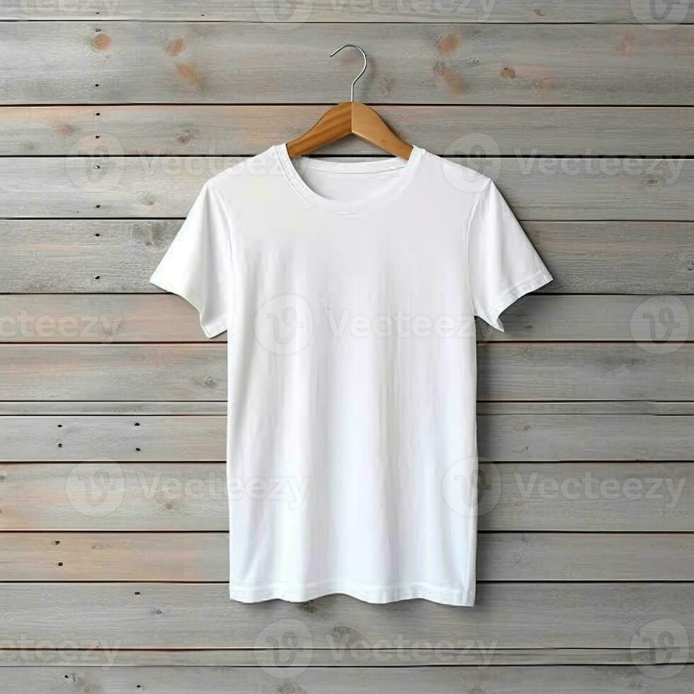 Illustration of a white plain t-shirt mockup, AI Generated photo